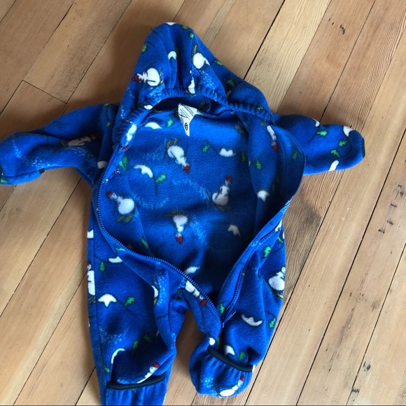 Columbia infant 0-6M winter snow one piece skiing snowman blue romper snow suit - Picture 5 of 8